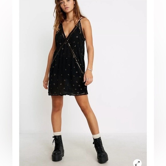 Free People Chloe Embroidered Slip Mini Dress - Picture 1 of 9
